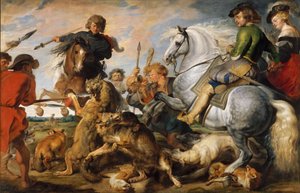 Wolf- und Fuchsjagd, ca. 1616 von Peter Paul (and studio) Rubens