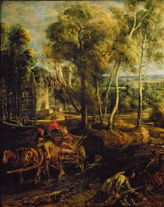 Herbstlandschaft mit Blick auf Het Steen am frühen Morgen (Detail)