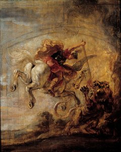 Bellerophon besteigt Pegasos durch seinen Speer die Chimäre. Gemälde von Pierre Paul Rubens (1577-1640)