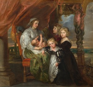 Deborah Kip, Ehefrau von Sir Balthasar Gerbier, und ihre Kinder, 1629-1630, überarbeitet wahrscheinlich Mitte der 1640er Jahre