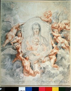 Die Madonna mit dem Kind, von Engeln verehrt von Peter Paul Rubens