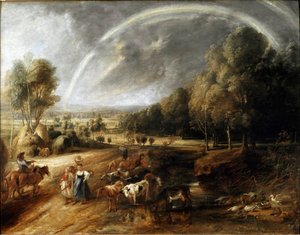 Landschaft mit Regenbogen. Gemälde von Peter Paul Rubens ca. 1638 von Peter Paul Rubens
