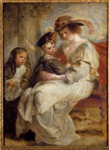 Porträt von Helene Fourment (1614-1673), der zweiten Frau des Malers mit den beiden Kindern des Paares. Gemälde von Pierre Paul Rubens (1634) von Peter Paul Rubens