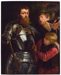 Porträt eines Kommandanten, Dreiviertellänge, wird für die Schlacht angekleidet von Peter Paul Rubens