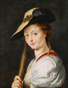 Porträt einer jungen Frau, angeblich Suzanna Fourment, Brustbild, als Schäferin von Peter Paul Rubens