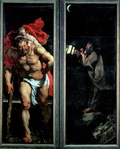 St. Christophorus und der Einsiedler, Außentafeln des Triptychons der Kreuzabnahme, 1611-14 von Peter Paul Rubens