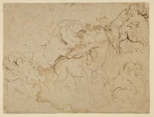 Studie männlicher Figuren und weiblicher Zentauren (Centaurides) (verso) von Peter Paul Rubens