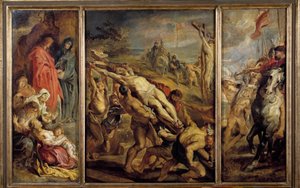 Die Errichtung des Triptychon-Kreuzes von Peter Paul Rubens (1577-1640) 17. Jahrhundert. Dim. 0,68x1,07 m Paris, Musée du Louvre