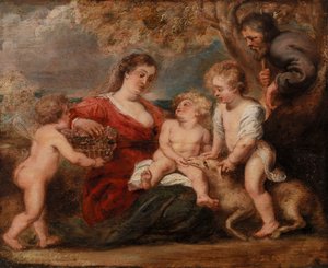 Die Heilige Familie mit Johannes dem Täufer und einem Engel