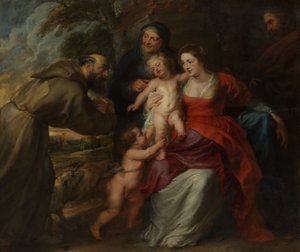 Die Heilige Familie mit den Heiligen Franziskus und Anna und dem kleinen Johannes dem Täufer