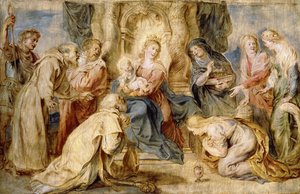 Die Jungfrau und das Kind auf dem Thron, verehrt von acht Heiligen von Peter Paul Rubens