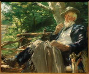 Porträt des Dichters Holger Drachmann im Skagener Forst von Peder Severin Krøyer