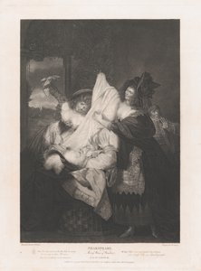 Falstaff im Wäschekorb, Shakespeare, Lustige Weiber von Windsor, zuerst veröffentlicht 1793, neu aufgelegt 1852 von Peter Simon