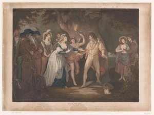 Rosalind überrascht Orlando im Wald von Peter Simon