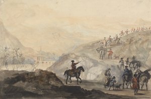 Kavallerietruppen und Lageranhänger in Bewegung von Peter Tillemans