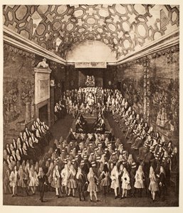 Königin Anne im House of Lords, veröffentlicht 1902 von Peter Tillemans