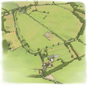Luftaufnahme der römischen Stadtmauern von Silchester aus Nordwesten von Peter Urmston