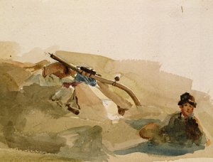Erntender ruht auf den Feldern