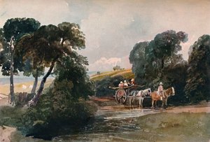 Heuwagen überquert einen Bach, um 1824