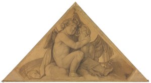 Eros mit dem Pfau (Element der Luft). Karton zu den Deckenbildern der Münchner Glyptothek