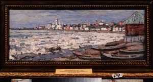 Das Treiben des Eises auf der Wolga, nahe Jaroslawl (Russland). Werk von Pjotr Iwanowitsch Petrowitschew (1874-1947)