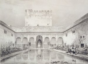 Pool und Brunnen im Innenhof der Alberca, Alhambra, Platte 21 aus 