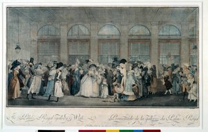Spaziergang durch die Galerie des Königspalastes im Jahr 1787. Gravur von Louis Philibert Debucourt (1755-1832) von Philibert Louis Debucourt