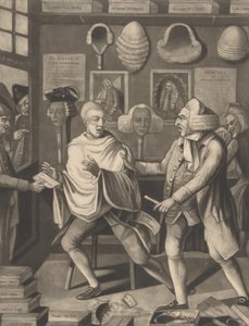 Der patriotische Friseur von New York oder der Kapitän in den Seifen, 14. Februar 1775 von Philip Dawe.
