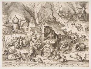 Geiz (Avaritia) aus der Serie Die sieben Todsünden, 1558 von Philip Galle