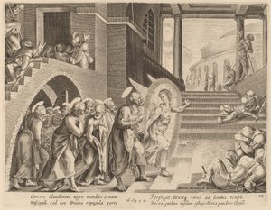 Die Apostel werden von einem Engel aus dem Gefängnis befreit von Philip Galle after Maerten van Heemskerck