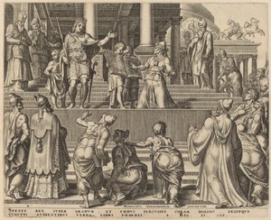 Das Buch des Gesetzes vor dem Volk gelesen von Philip Galle, after Maerten van Heemskerck