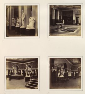 Griechischer Hof mit Farnese-Torso eines Jünglings, Ansicht eines klassischen Brunnens und Pools, Rom, ca. 1859