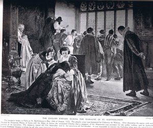 Die englische Botschaft während des Massakers der Bartholomäusnacht, Illustration aus 