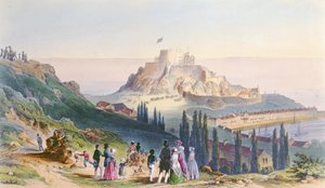 Ankunft Ihrer Majestät am Mount Orgueil, 3. September 1846, aus dem Besuch von Königin Victoria in Jersey, graviert von H. Walter, 1847 von Philip John Ouless