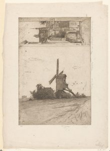 Mühle in Weidelandschaft und Blick in die Ravensteinstraße in Brüssel von Philip Zilcken (signed by artist)