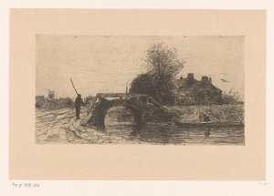 Landschaft mit Fluss, Brücke und Häusern von Philip Zilcken