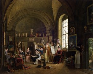 Innenansicht des Ateliers von Van Dael und seinen Schülern an der Sorbonne, 1816 von Philipe Jacques van Bree