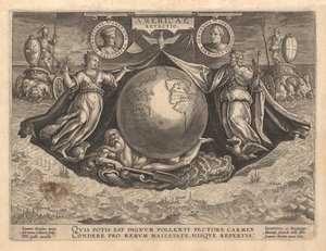 Americae Retectio Cover, 1591 von Philipp Galle