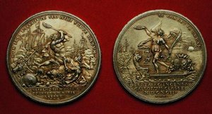 Medaille zur Erinnerung an die Schlacht von La Hogue im Jahr 1692