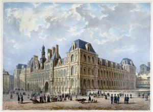 Das Rathaus - in „Promenade dans Paris et ses environs“, entworfen von Jacottet und Benoist, um 1840 von Philippe Benoist