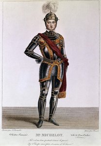 Herr Michelot in der Rolle des Don Carlos in Victor Hugos Hernani. Gravur von Benoist. 19. Jahrhundert