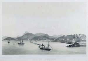 Neun Panoramablicke von Rio de Janeiro: As Prais St. Luzia a Gloria, 1862 von Philippe Benoist