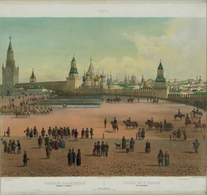 Die Basilius-Kathedrale am Roten Platz in Moskau aus einer Panoramansicht von Moskau in 10 Teilen, ca. 1848