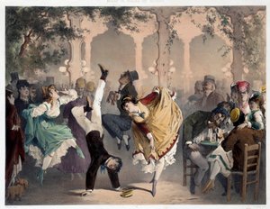 Das Gitter hat Bullier Szene der Volksunterhaltung. Lithographie von Philippe Jacques Linder (1835-?)