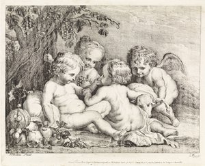 Christus, Johannes der Täufer und zwei Putti von Philippe Lambert Joseph Spruyt