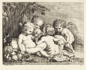 Christus, Johannes der Täufer und zwei Putti von Philippe Lambert Joseph Spruyt