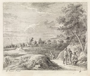 Landschaft mit vier Wanderern