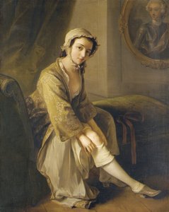 Junge Frau in einem Rehkleid von Philippe Mercier