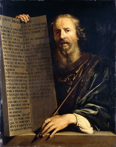 Moses hält die Zehn Gebote