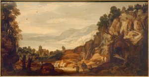 Gebirgslandschaft mit Reitern